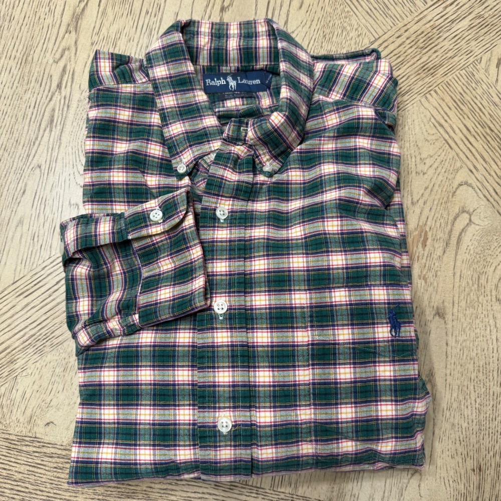 Ralph Lauren‎ Men's Large Plaid The Big Shirt Long Sleeve Button Down Shirt